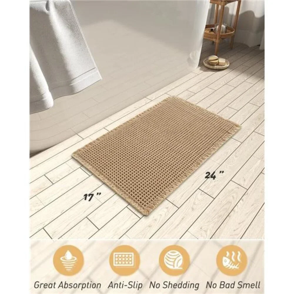 Upgraded Waffle Bath Mat, Super Absorbent Non Slip Bath Mats